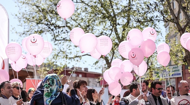 Kansere dikkat çekmek için balon uçurdular