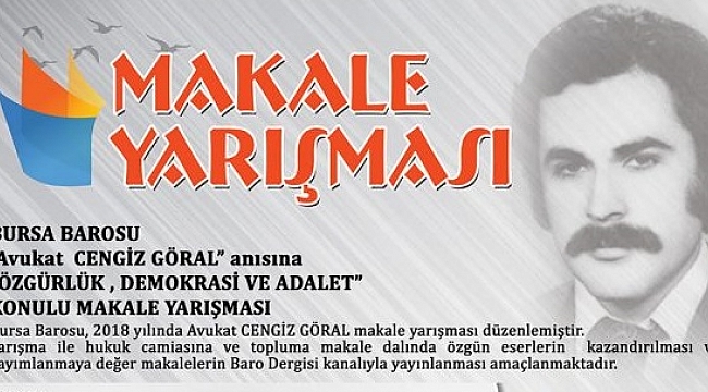 Bursa Barosu'ndan makale yarışması