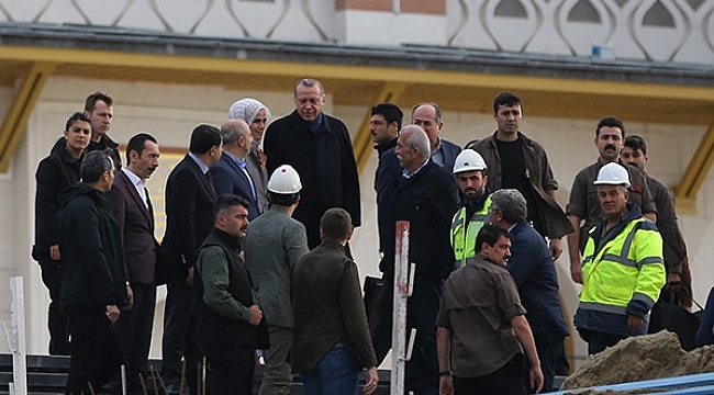 Erdoğan Çamlıca Camii'nde incelemelerde bulundu