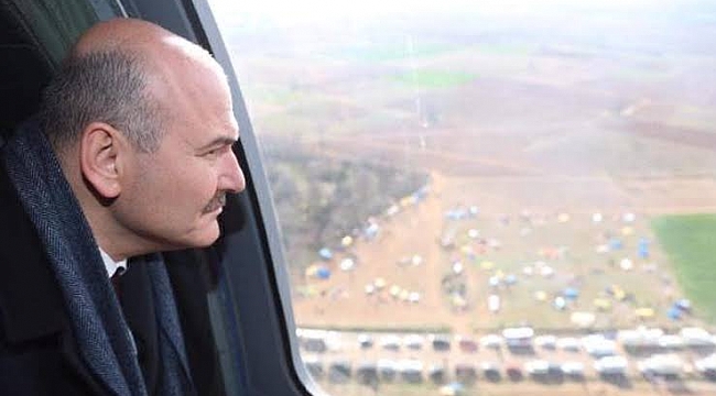 Soylu, Yunanistan sınırını havadan inceledi
