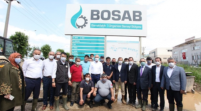 Bakanlardan sanayi bölgesine geçmiş olsun ziyareti