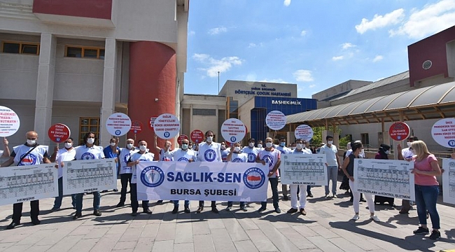 Bursa'da sağlık çalışanlarından protesto eylemi