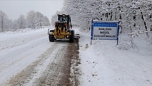İnegöl'de okul servis güzergahları kardan temizlendi 
