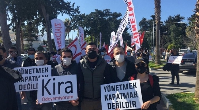 KKTC'de turizm emekçileri sokağa indi