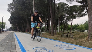 Orhangazi sahilinde bisiklet yolunun çizimi başladı 