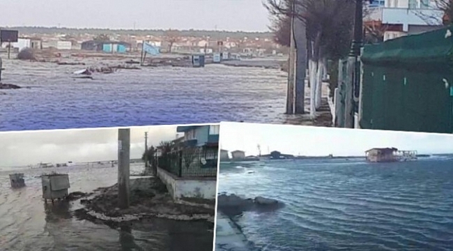 Enez'de deniz taştı, yollar kapandı!