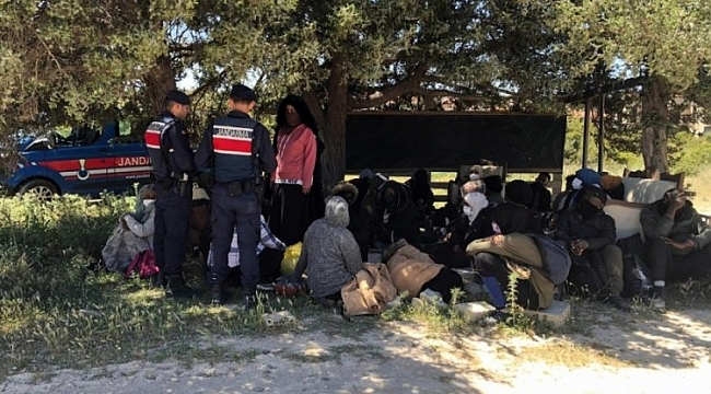 Çeşme'de 63 kaçak göçmen yakalandı