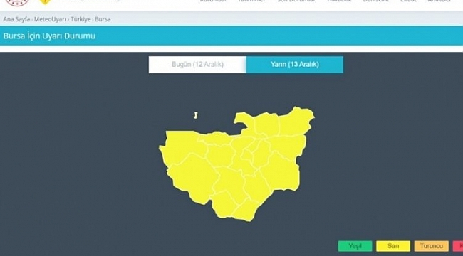 Meteoroloji'den Bursa'ya sarı uyarı!