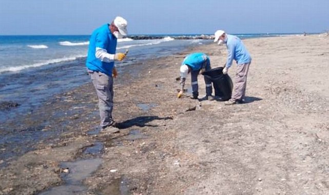 Hatay sahillerinde temizlik çalışmalarına aralıksız devam