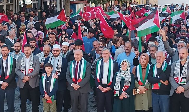 Yeşilli'de Filistin'e destek mitingi düzenlendi