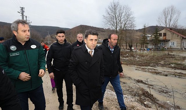 Bilecik Valisi Aygöl'den su baskınının yaşandığı Kurtköy'de inceleme