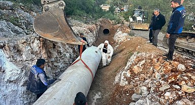 Bodrum'da patlayan DSİ hattına anında müdahale