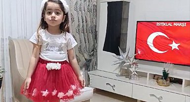İstiklal Marşı'nı ezbere okuyan minik Esma duygulandırdı