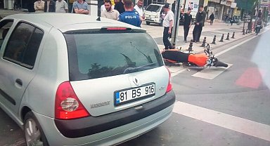 Motosiklet ve otomobil çarpıştı: 1 yaralı