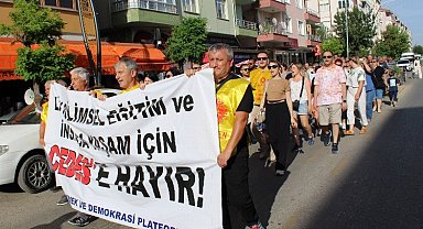Edirne Keşan'da 'Müfredata Hayır' yürüyüşü