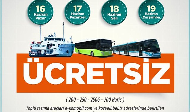 Kocaeli'de 4 gün ücretsiz ulaşım