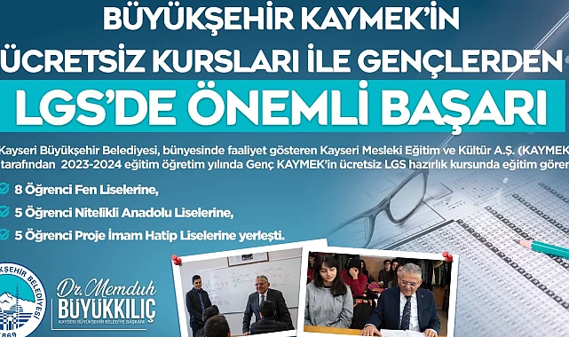 KAYMEK'in ücretsiz kursları ile gençlerden LGS'de önemli başarı