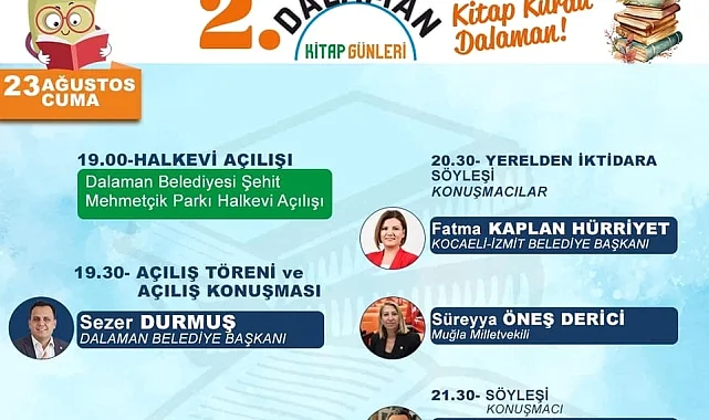 Başkan Hürriyet, Dalaman Belediyesi Kitap Günleri'nin konuğu olacak
