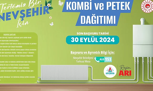 Nevşehir Belediyesi'nden kombi ve petek desteği