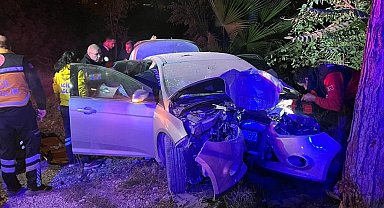 Ağaca çarpan otomobilde hayatını kaybetti