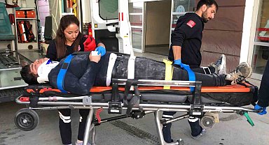 Birinci kattan düşen işçi yaralandı