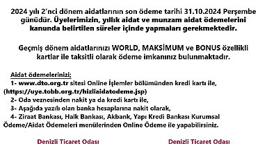 Denizli Ticaret Odasından aidatlarda son hafta uyarısı