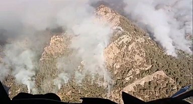 Denizli'de orman yangınının 3. gününde helikopterle mücadele devam ediyor
