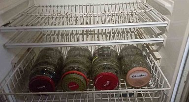 Esrarı kavanoz içinde buzdolabında saklamış