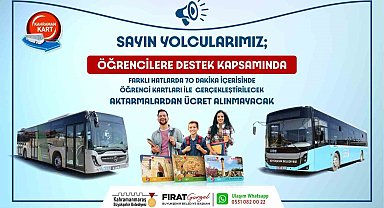 Kahramanmaraş'ta 70 dakika içerisinde aktarma öğrenciye ücretsiz