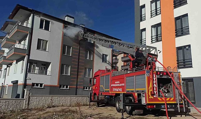Konya'da apartmanda yangın paniği