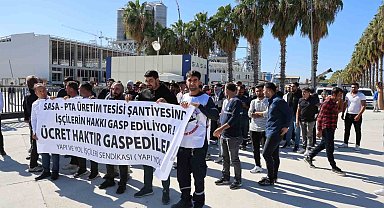 SASA Polyester fabrikasında maaş alamayan işçiler eylem yaptı