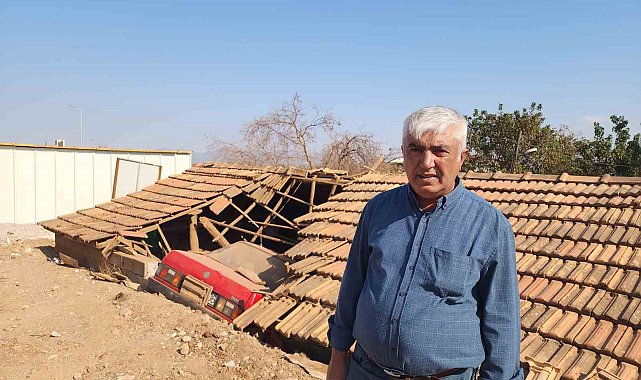Akıl almaz kaza: Fren yerine gaza basınca Tofaş'ı ile ahırın üzerine uçtu