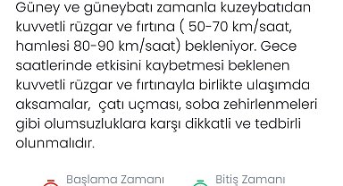 Denizli'ye kuvvetli rüzgar ve fırtına uyarısı