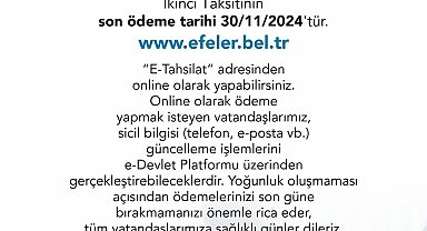 Efeler Belediyesi'nden vergi ödemesi hatırlatması