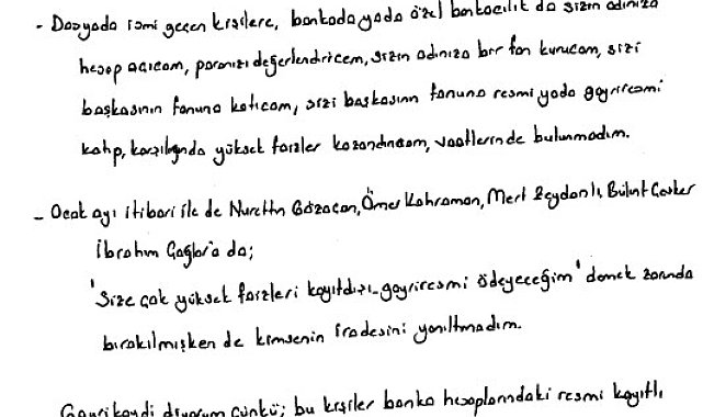 Erzan'dan duruşma öncesi mahkeme heyetine mektup: Erzan iddiaları kabul etmedi, bir çok ismi tefecilikle suçladı