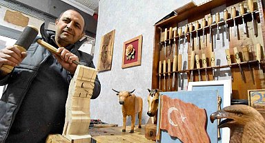 Erzurumlu ahşap ustasının eserleri göz kamaştırıyor