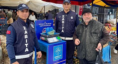 Germencik'te pazar yerlerinde başlatılan tartı uygulaması sürüyor