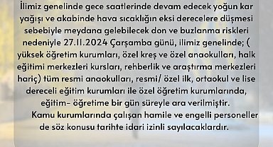 Hakkari'de okullar 1 gün tatil