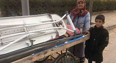 Hurdacılık yapan hasta kadın eşine, torununa ve çocuklarına bakıyor