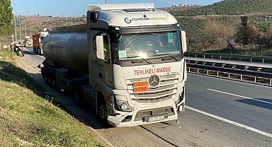 Kimyasal madde yüklü tanker kaza yaptı