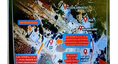 Narin Güran cinayetinde tutuklu sanıkların HTS kayıtlarına ilişkin bilirkişi raporu krokilerle birlikte dava dosyasında