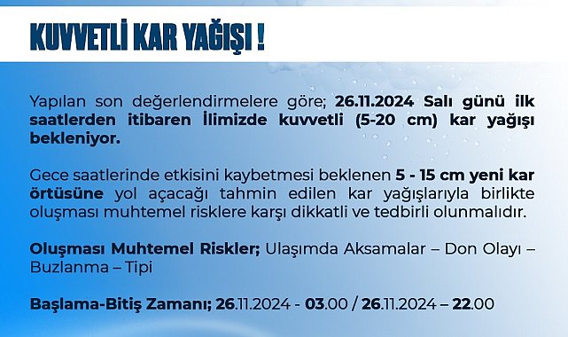 Niğde Valiliği'nden kuvvetli kar uyarısı