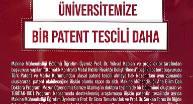 NÖHÜ'ye bir ulusal patent tescili daha