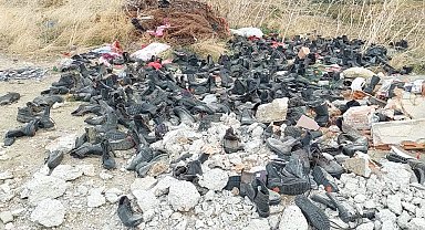 Tekirdağ'da kaçak döküm: 'Ayakkabı mezarlığı' görüntüleri hayrete düşürdü