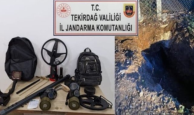 Tekirdağ'da kaçak kazıya baskın: Dedektör, boşluk bulma cihazı ve gaz maskeleri ele geçirildi