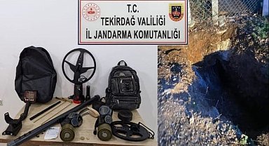 Tekirdağ'da kaçak kazıya baskın: Dedektör, boşluk bulma cihazı ve gaz maskeleri ele geçirildi