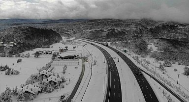 TEM'in Bolu Dağı Tüneli geçişi havadan görüntülendi