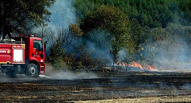 Yeniköy'de anız yangını hızlı müdahale ile söndürüldü