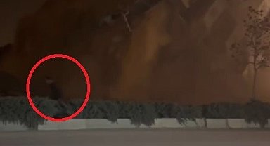 6 katlı binanın yıkımı sırasında panik yaşayan vatandaşın kaçışı kamerada