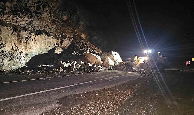 Artvin'de gece meydana gelen heyelan karayolunu ulaşıma kapattı